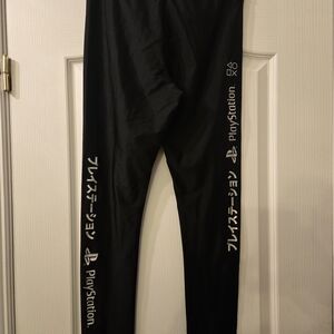 Forever 21 Black Leggings with Silver PlayStation Script